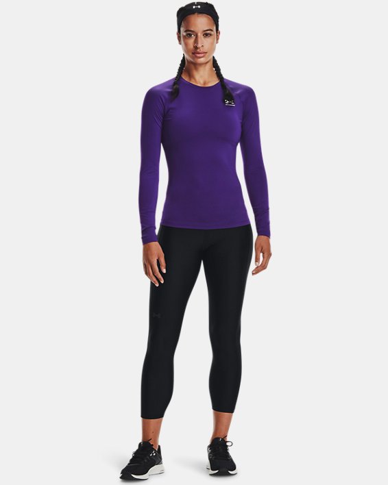 Women's HeatGear® Compression Long Sleeve, Purple, pdpMainDesktop image number 2